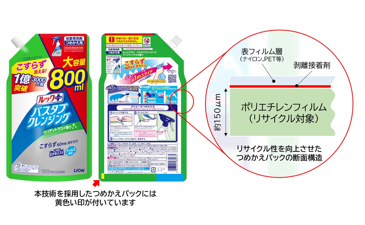 リサイクル性を向上させたつめかえパック